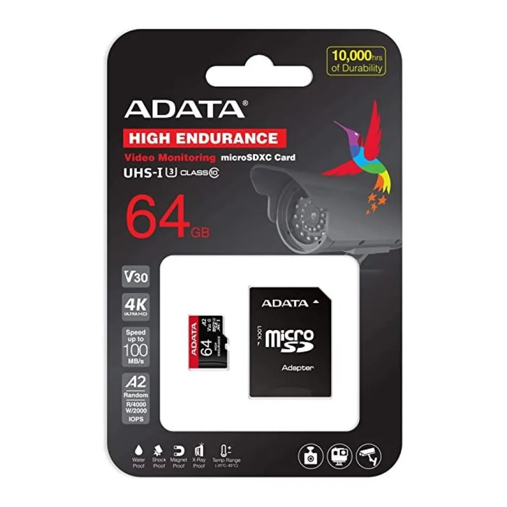 Adata Memoria Micro Sdxc/sdhc 64G Alta Resistencia AUSDX64GUI3V30SHA2