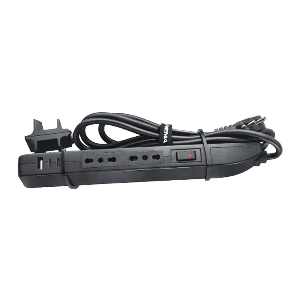 Alargador Multiple Delgado 2X10/16 + 2XUSB C + 1XUSB a Negro Rittig