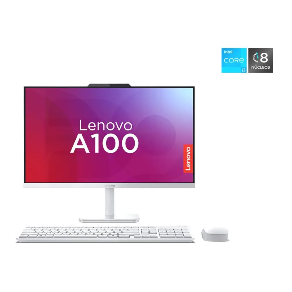 All In One A100 Gen 7 Intel Core I3-N305 23.8" Fhd 8GB 512GB Ssd Windows 11 Home Cloud Grey F0J6002JCL+ Mouse/kb Wireless Lenovo