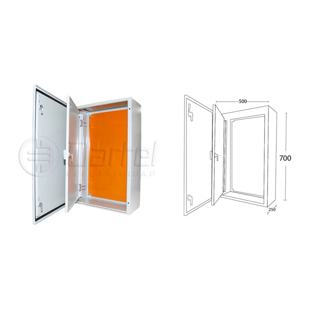 Armario Metalico con Puerta Interior 700X500X250 IP66 Fnx Color RAL7035 120752534 Fnx