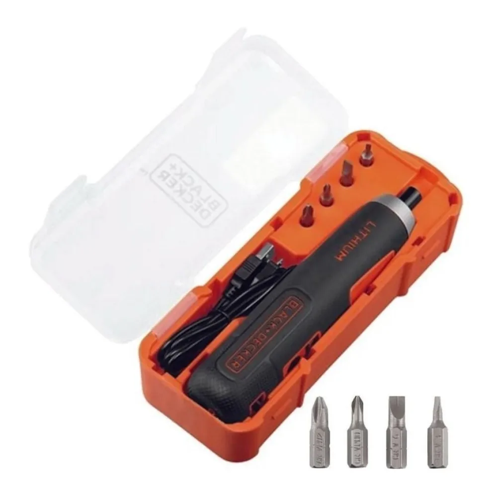 Atornillador Inalambrico Black And Decker 4V + 4ACCESORIOS Puntas Incluye Usb para Carga BD40K4-LA Black & Decker