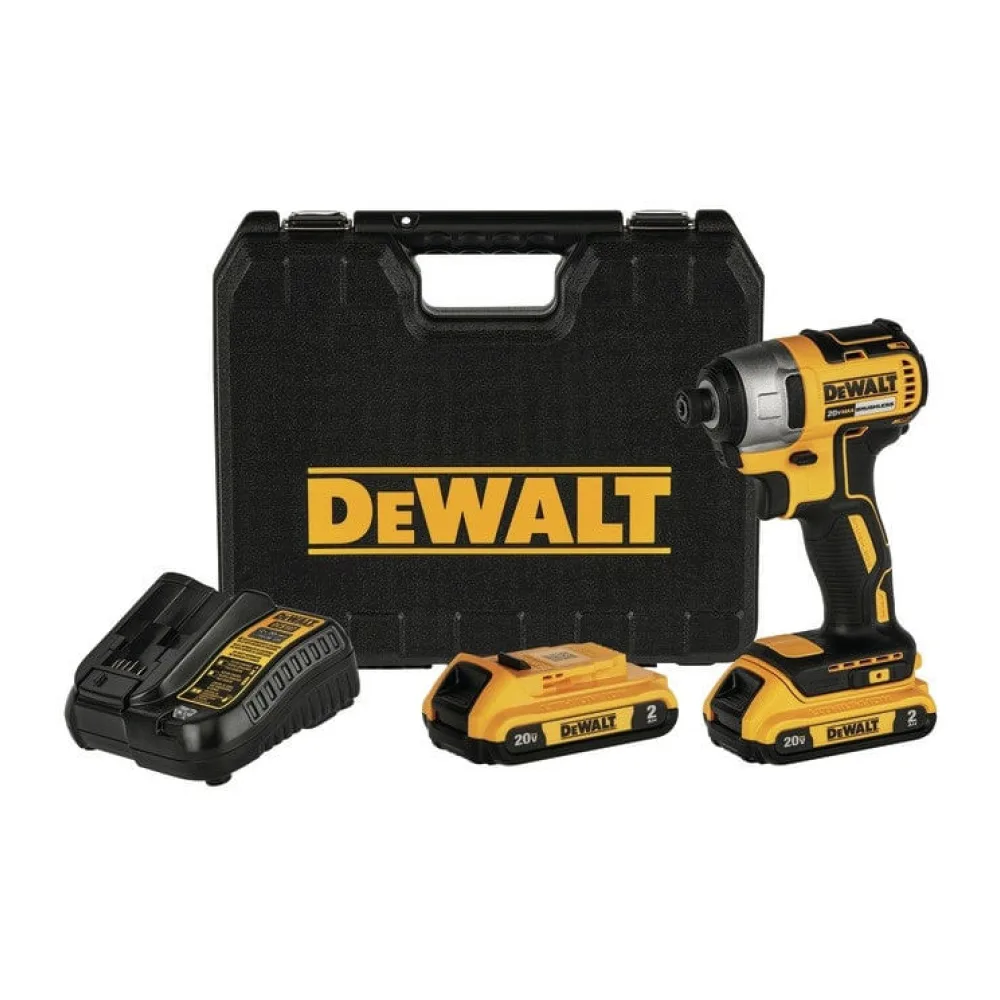 Atornillador Inlambrico de Impacto Dewalt 6.35MM 20V Brushless Incluye 2 Baterias de 2.0 Ah - 1 Cargador y Maleta Plastica