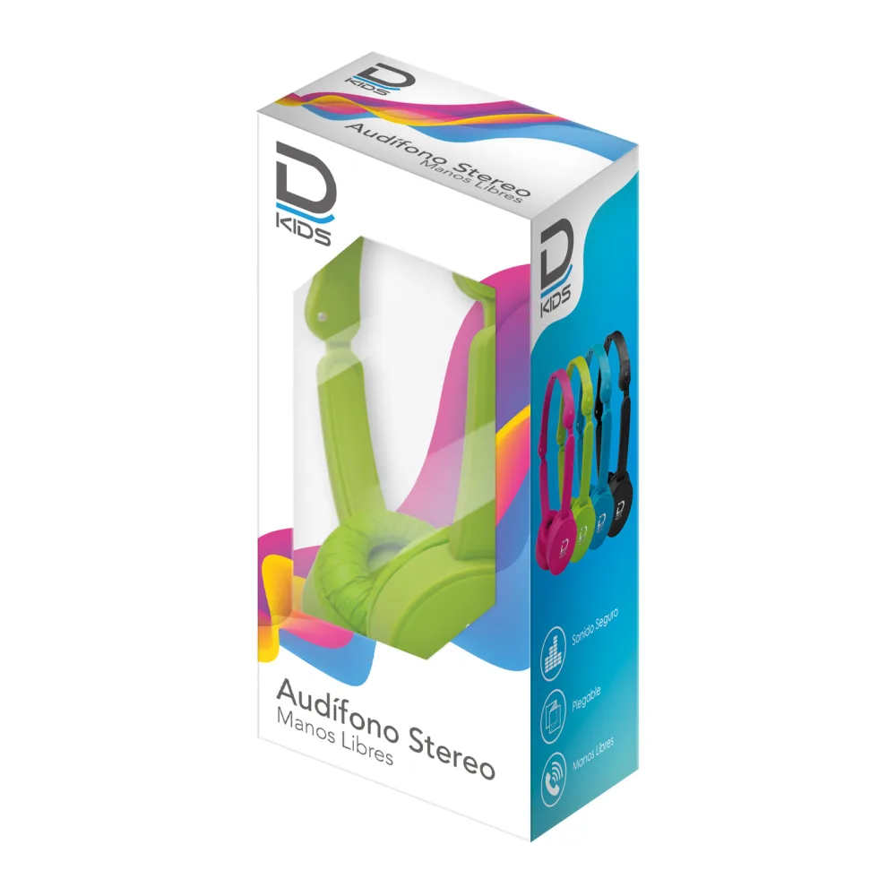 Audifono Infantil Stereo Manos Libres Verde Datacom