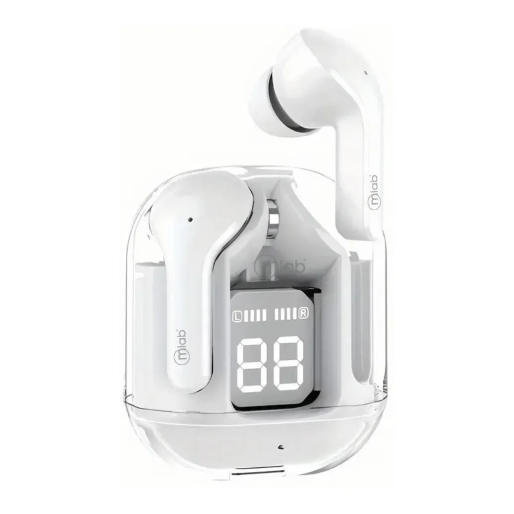 Audifono Tws Glass Crystal Silicon Case White Mlab
