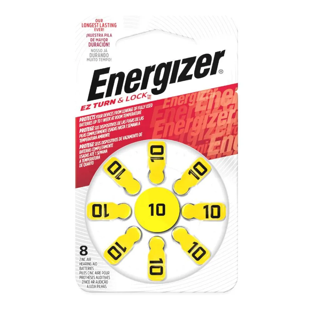 AZ10 Pila de Botón - Tipo Audífono - 8 Piezas Energizer