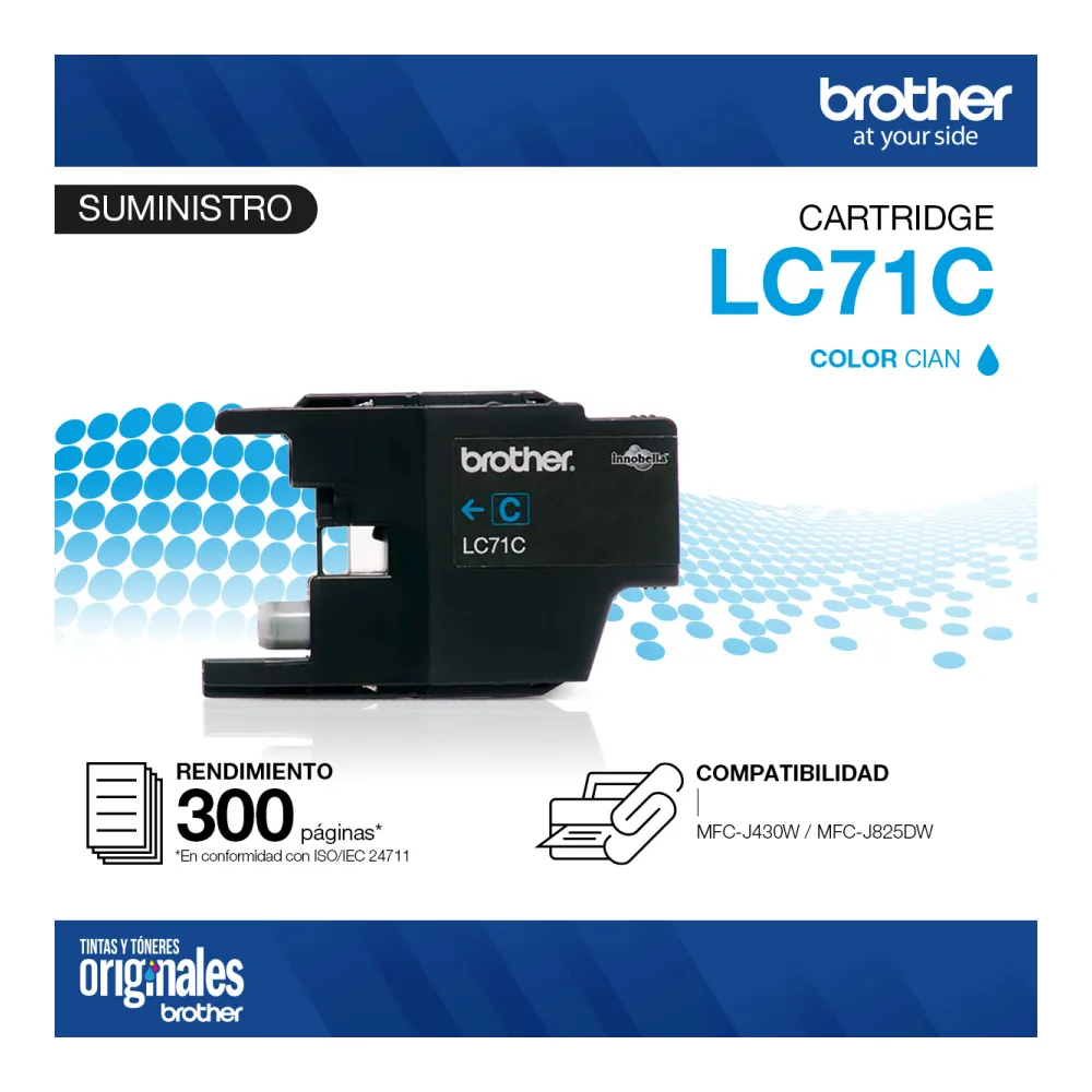 Brother Cartridge LC71C Cyan MFCJ825DW/MFCJ430W