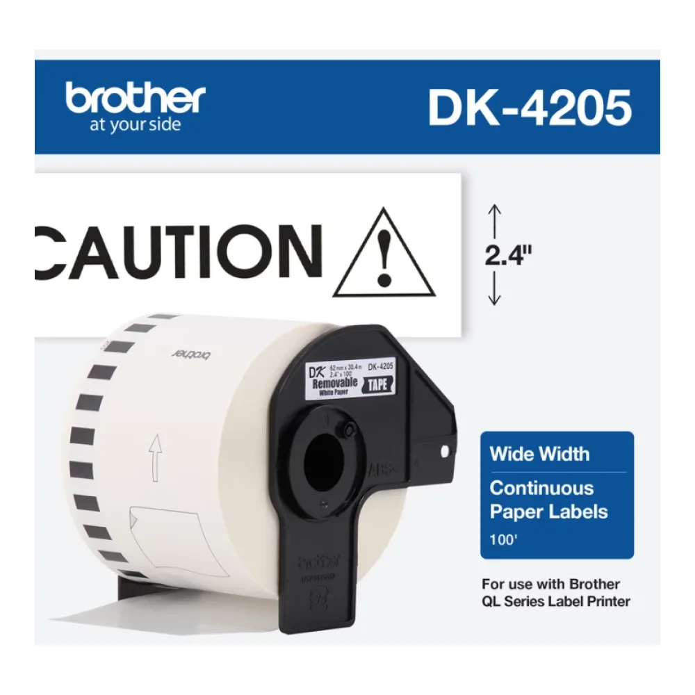 Brother Cinta DK-4205 Papel Negro Sobre Blanco 62MM X 30,4M