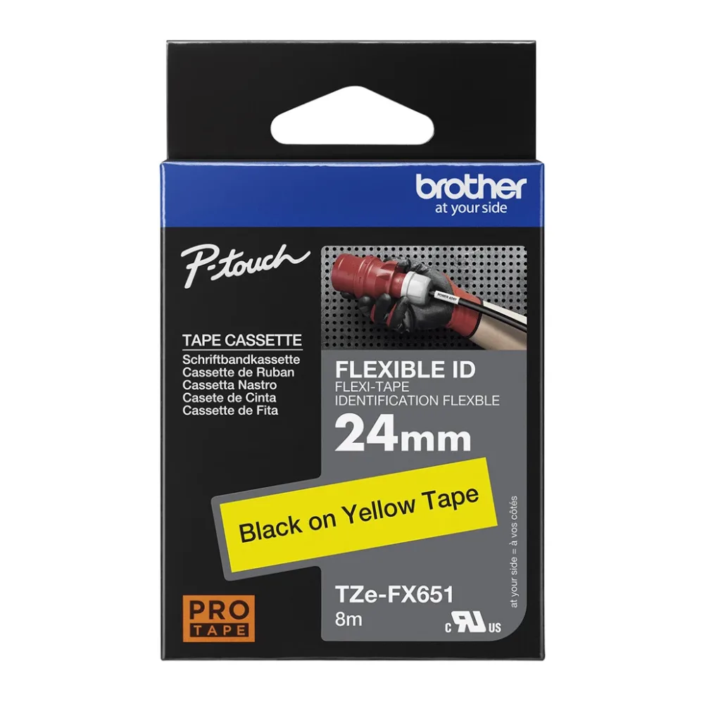 Brother Cinta Laminada TZE-FX651 Negro Sobre Amarillo