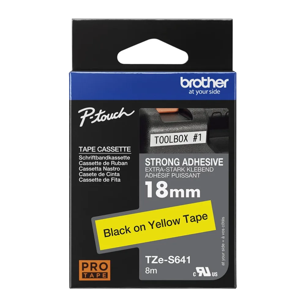 Brother Cinta Laminada TZE-S641 Negro Sobre Amarillo
