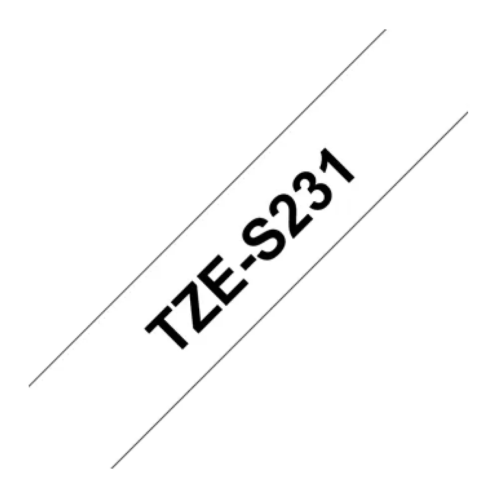 Brother Cinta Laminada TZES231 Negra Sobre BLANCO12MM X 8M