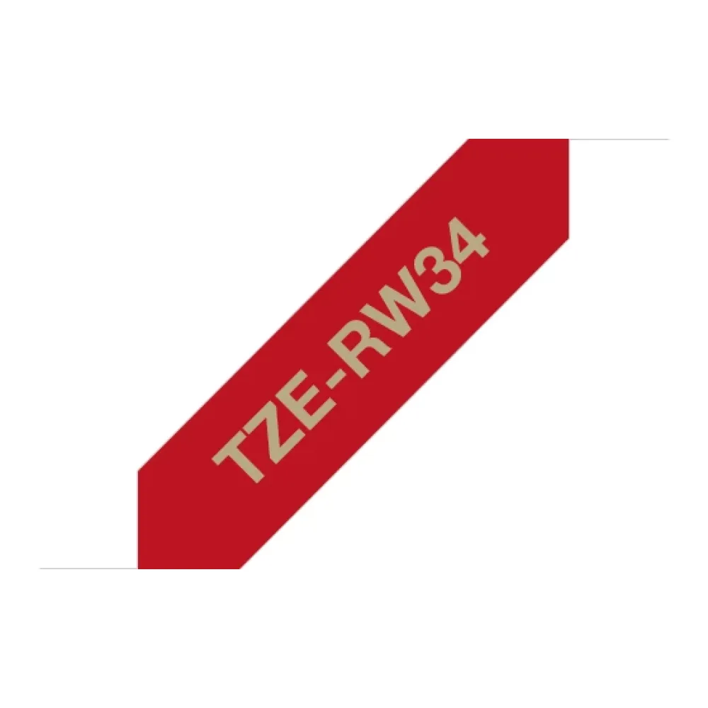 Brother Cinta TZERW34 Dorado Sobre Rojo 12MM X 4 Mts