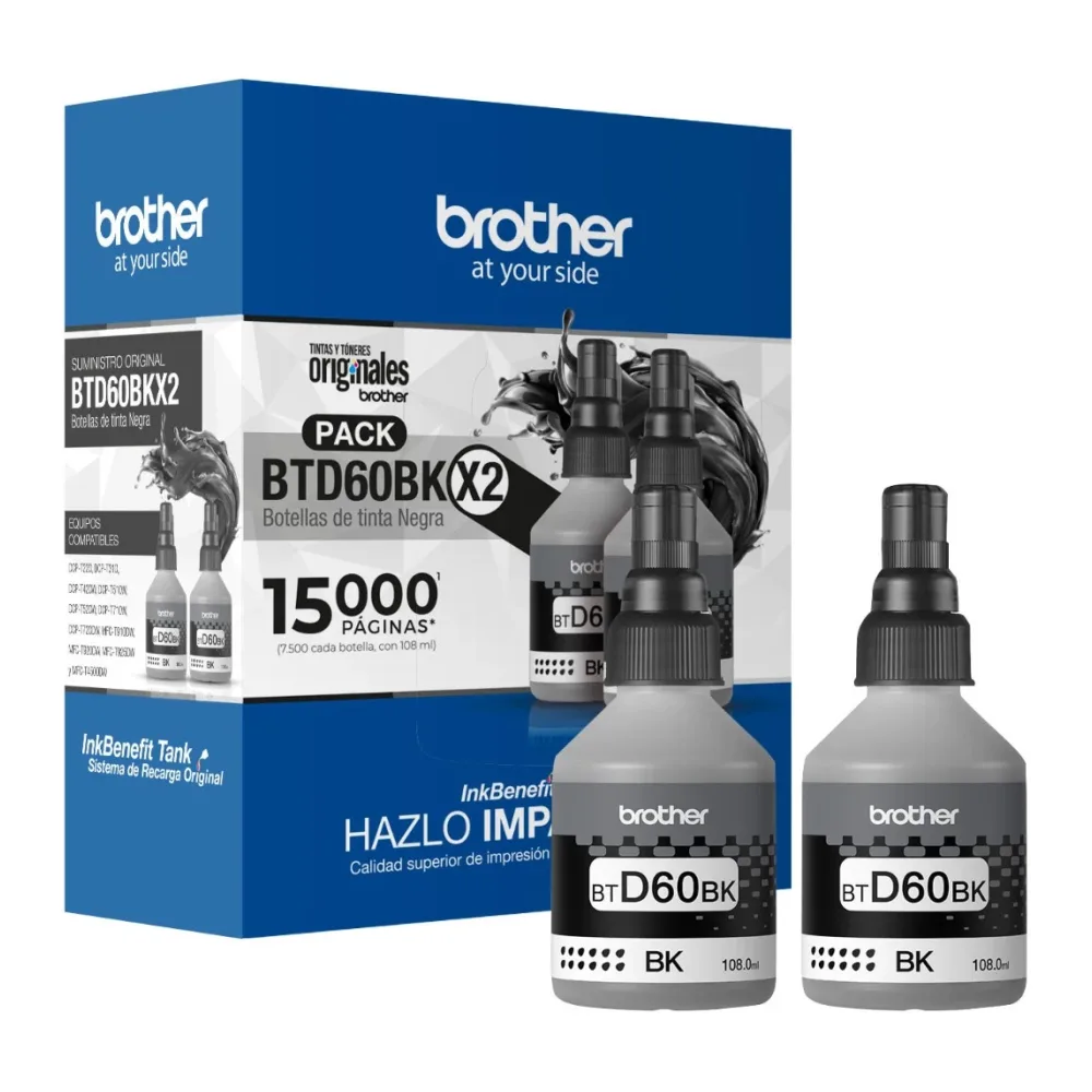 Brother Pack 2 Botellas Negras BTD60BK