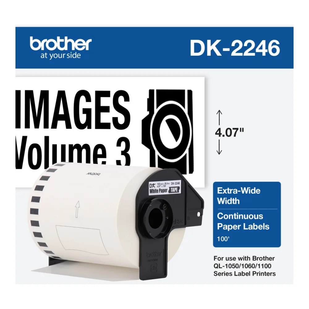 Brother Rollo Etiqueta DK-2246 en Blanco y Negro 103MM X 30,4M
