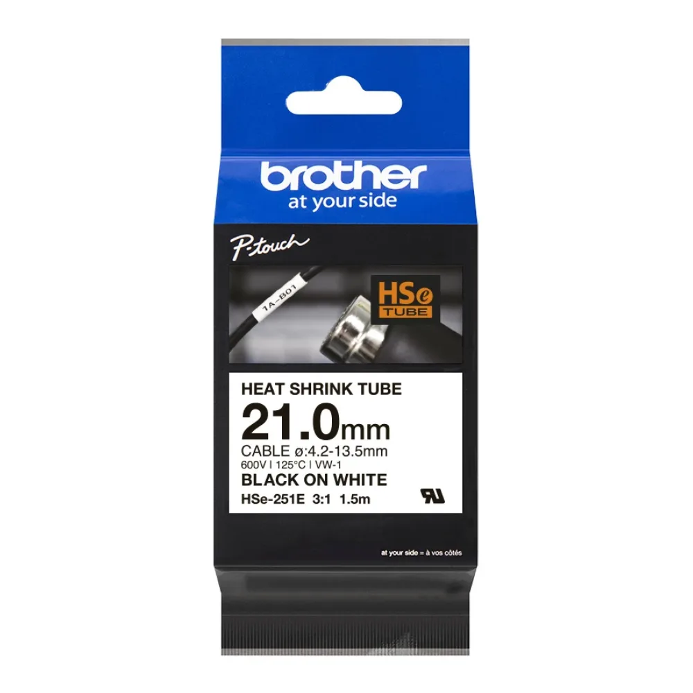 Brother Termorretractil Negro Sobre Blanco HSE251E