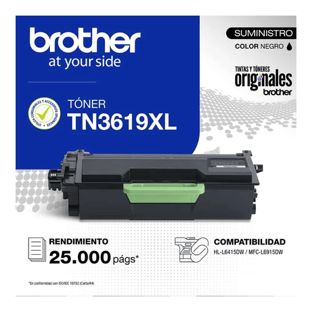 Brother Toner TN-3619XL Negro de Alto Rendimiento 25000 Páginas