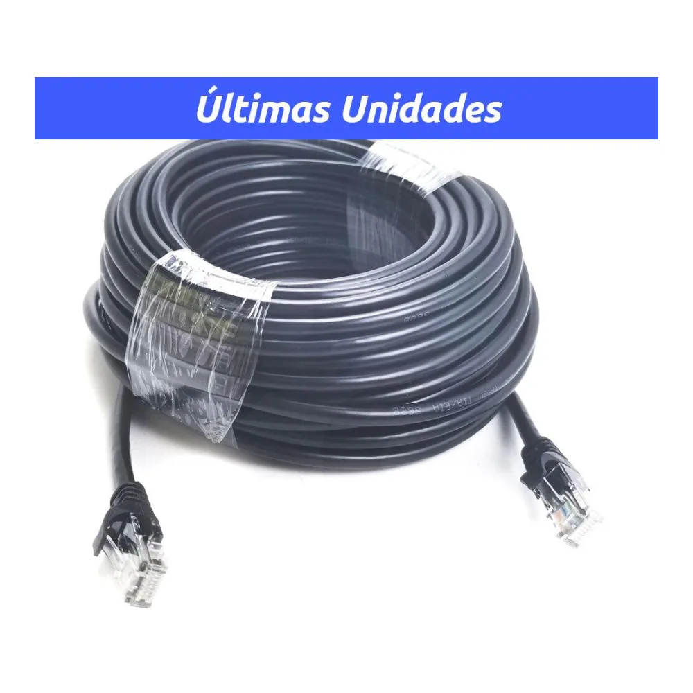 Cable Utp CAT5E + Conectores RJ45 - 20MTS Negro Spektra