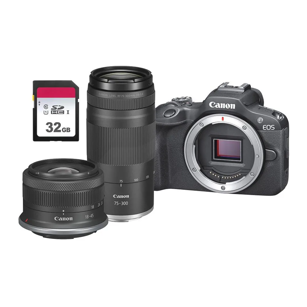 Cámara Mirrorless Canon Eos R100 Zoom Kit Kit Rf-s 18-45 + Rf 75-300 + SD32GB