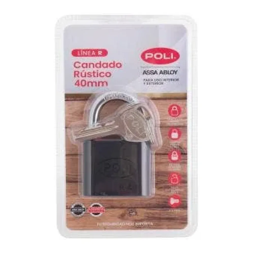 Candado Poli R 40MM Negro-cj 3 Llaves 157170