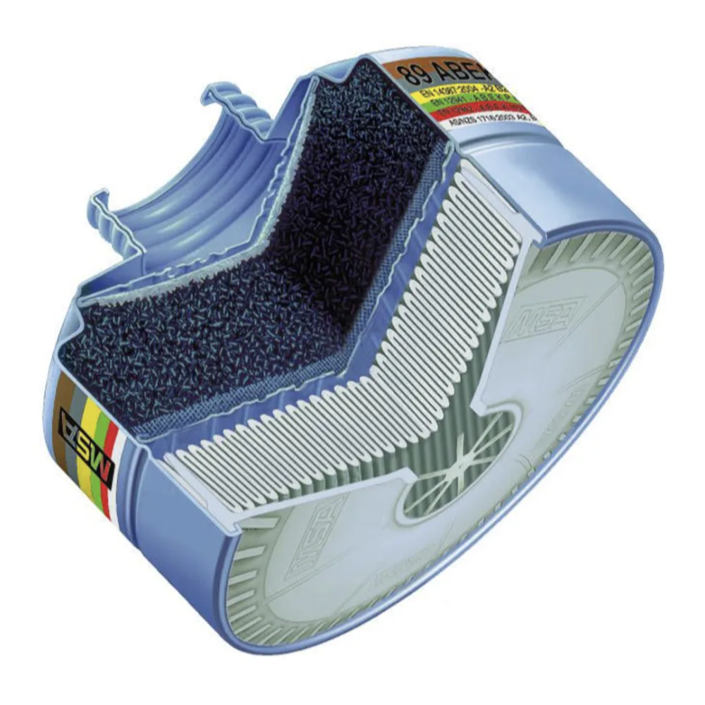 Canister Msa 92 A2B2-P2 Gases y Vapores Orgánicos, Cloro, H2S, Polvos, Humos y Neblinas