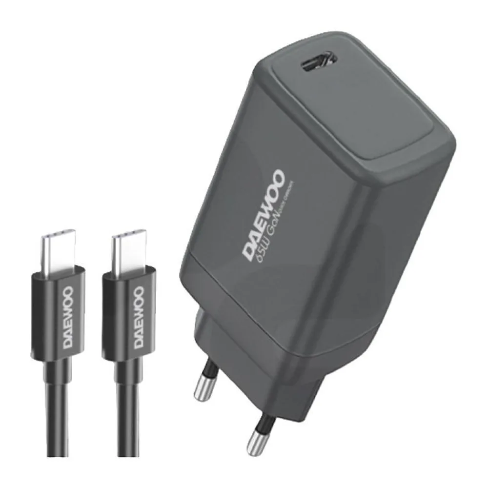 Cargador de Pared Usb-c 65W + Cable Tipo C Negro Daewoo