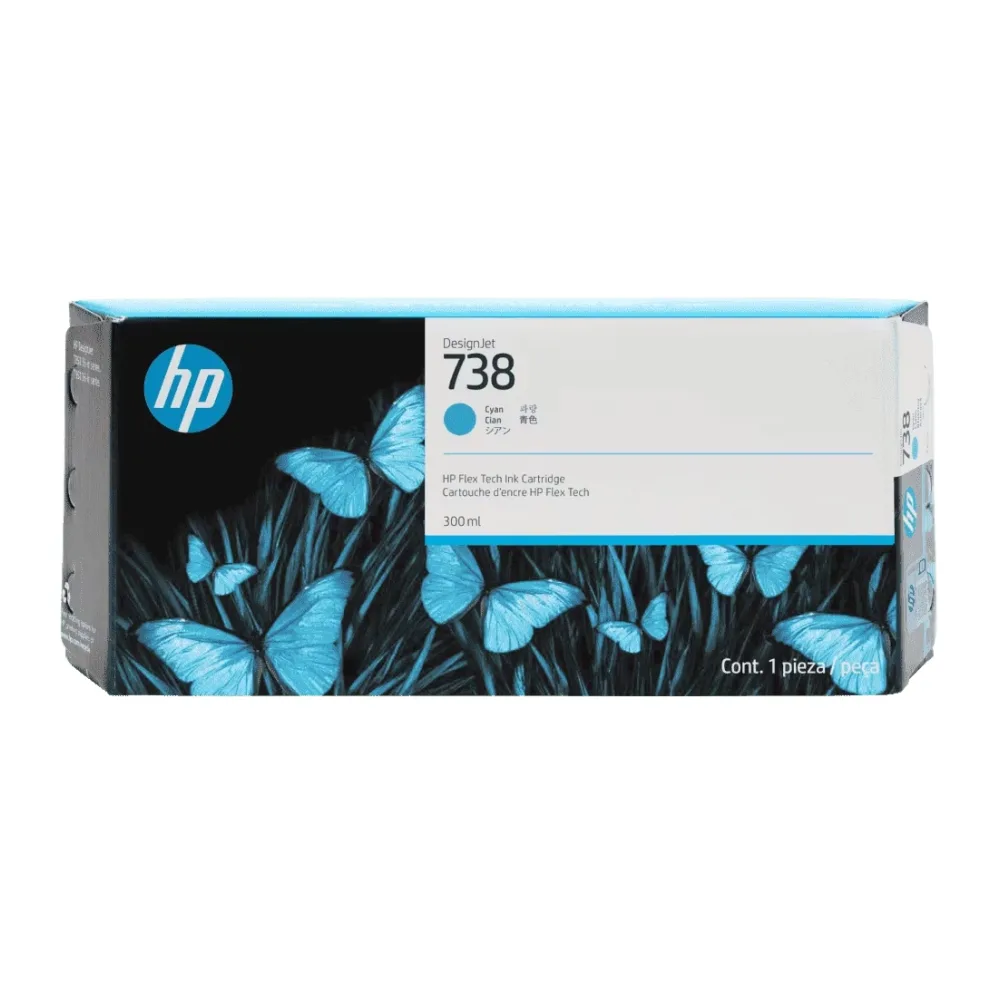 Cartucho de Tinta HP 738 Cian de 300 Ml 676M6A