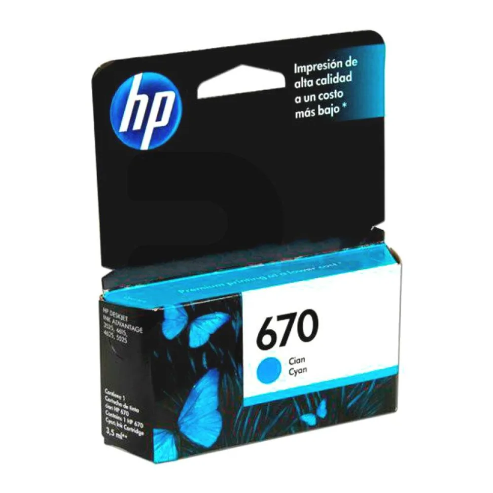 Cartucho de Tinta Original HP 670 Cyan
