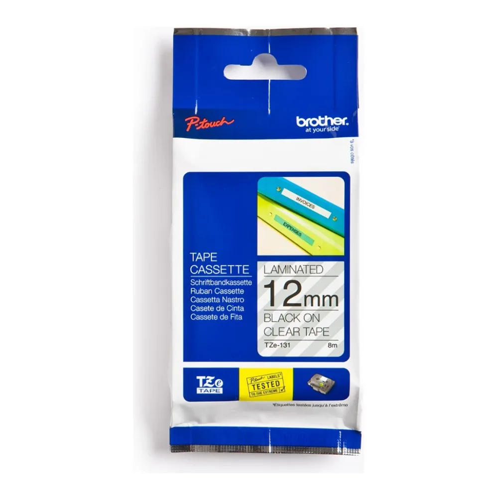 Cinta Brother TZE-131 Negro- Sobre Transparente 12MM X 8MTS