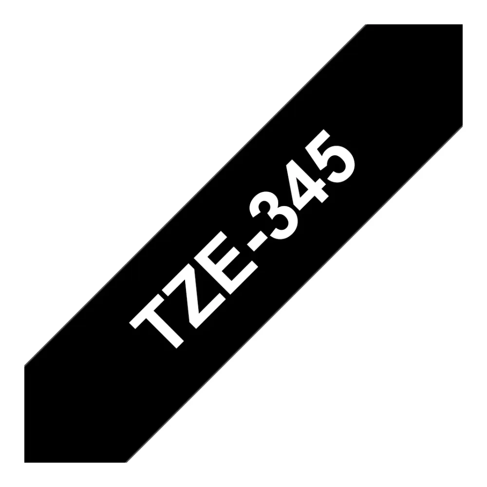 Cinta Brother TZE345 Blanco Sobre Negro 18MM X 8MTS