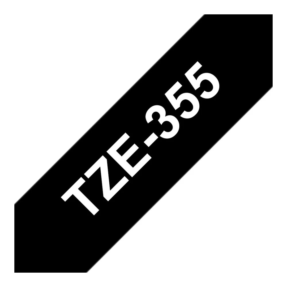 Cinta Brother TZE355 Blanco Sobre Negro 24MM X 8MTS