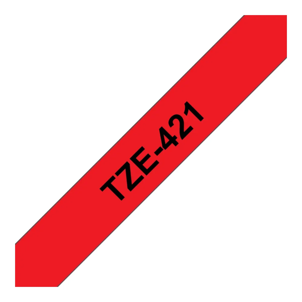 Cinta Brother TZE421 Negro Sobre Rojo 9MM X 8MTS