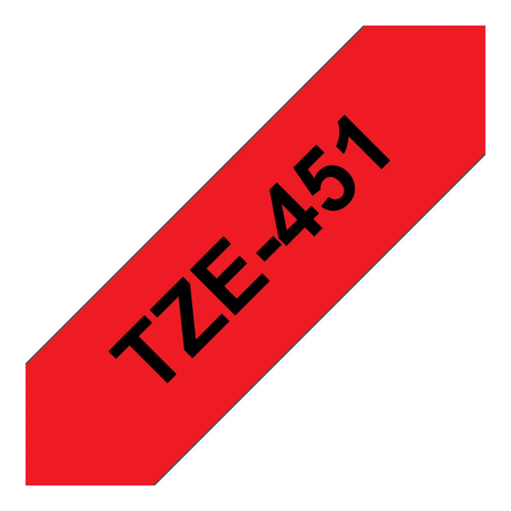 Cinta Brother TZE451 Negro Sobre Rojo 24MM X 8MTS