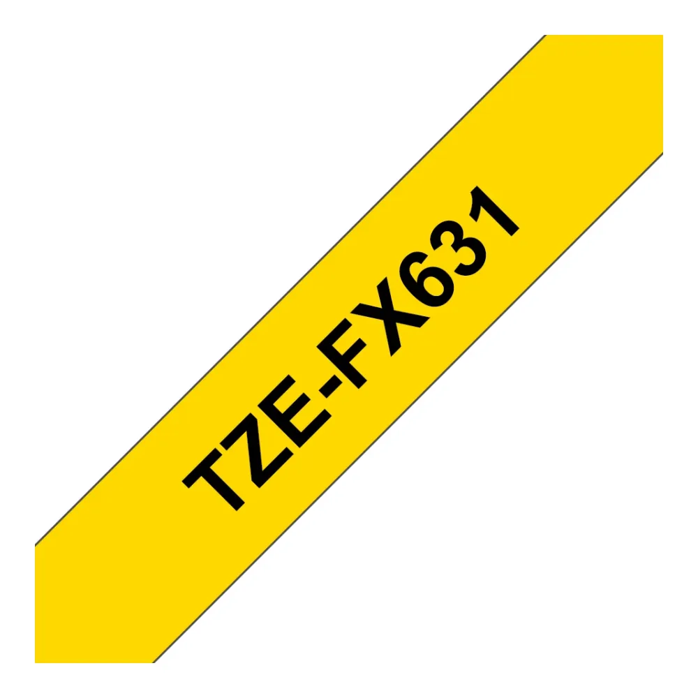Cinta Brother TZEFX631 Negro Sobre Amarillo 12 Mm X 8 Mts