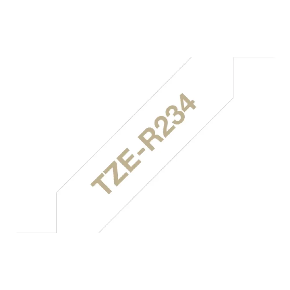 Cinta Brother TZER234 Dorado Sobre Blanco 12MMX4MTS
