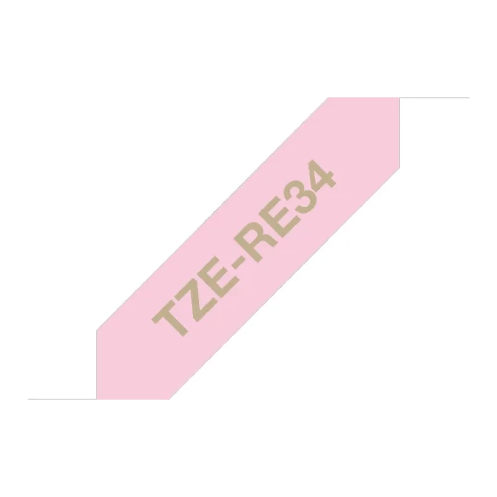 Cinta Brother TZERE34 Dorado Sobre Rosado 12MMX4MTS