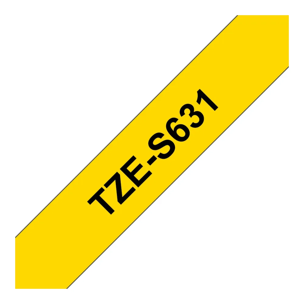 Cinta Brother TZES631 Negro Sobre Amarillo 12MMX8MTS