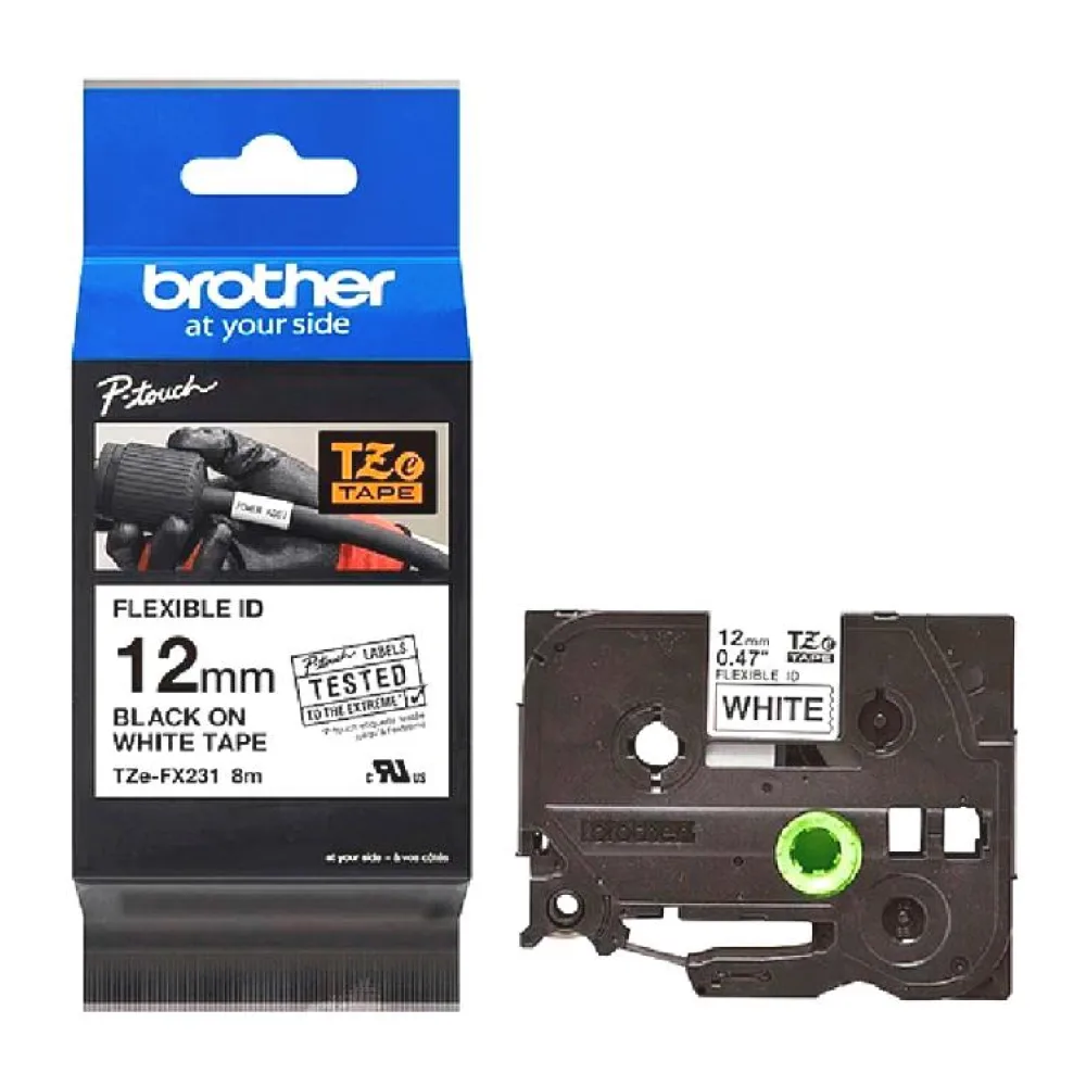 Cinta Flexible Blanca-texto Negro TZE-FX231 12MM / 8M (ancho / Largo) Brother