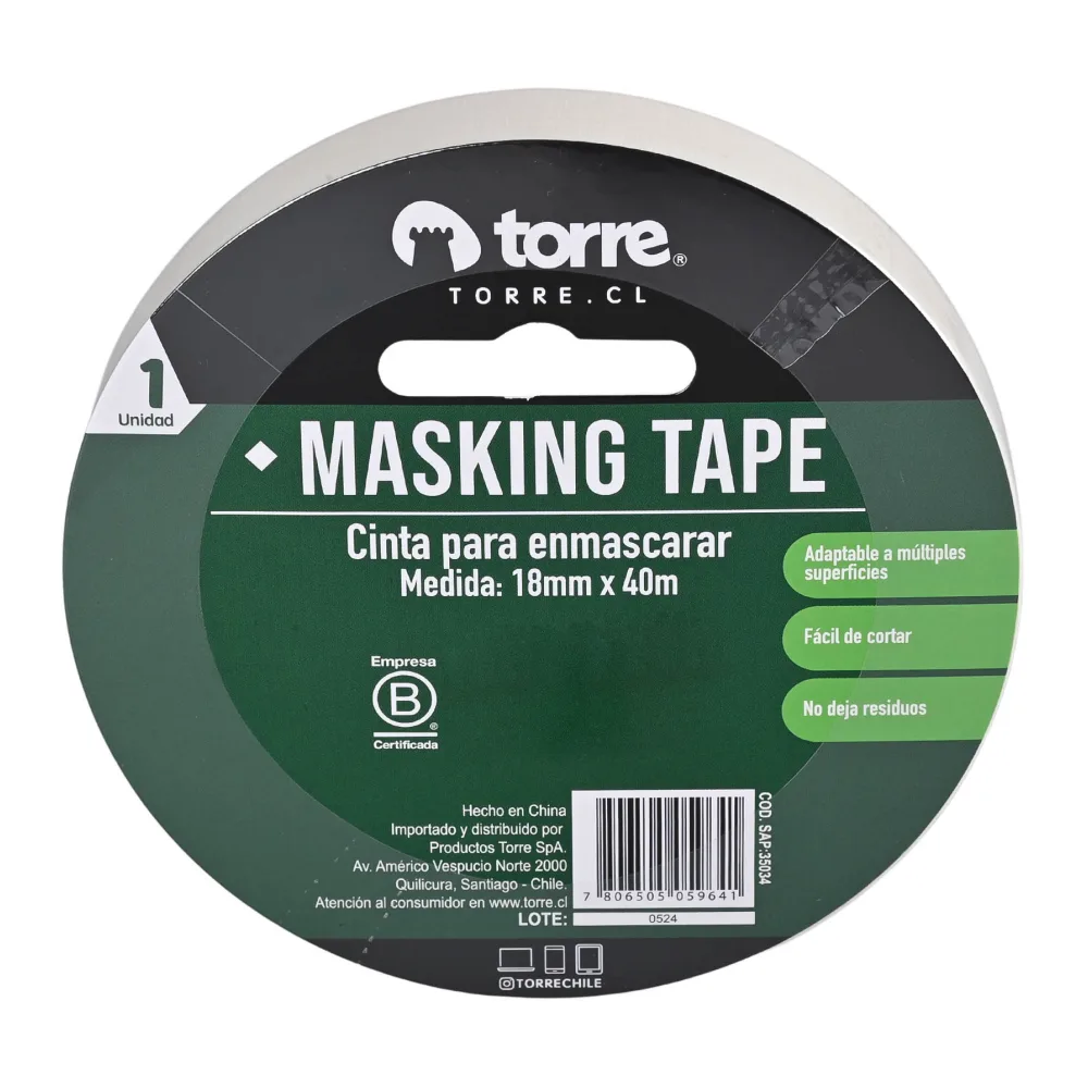Cinta Masking Color Crema 18 Mm X 40 Mt