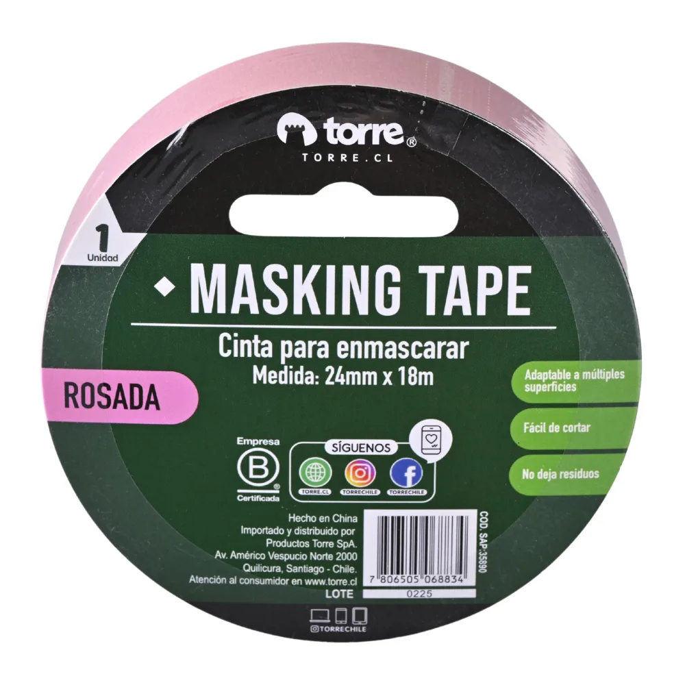 Cinta Masking Rosada 24MMX18M Torre