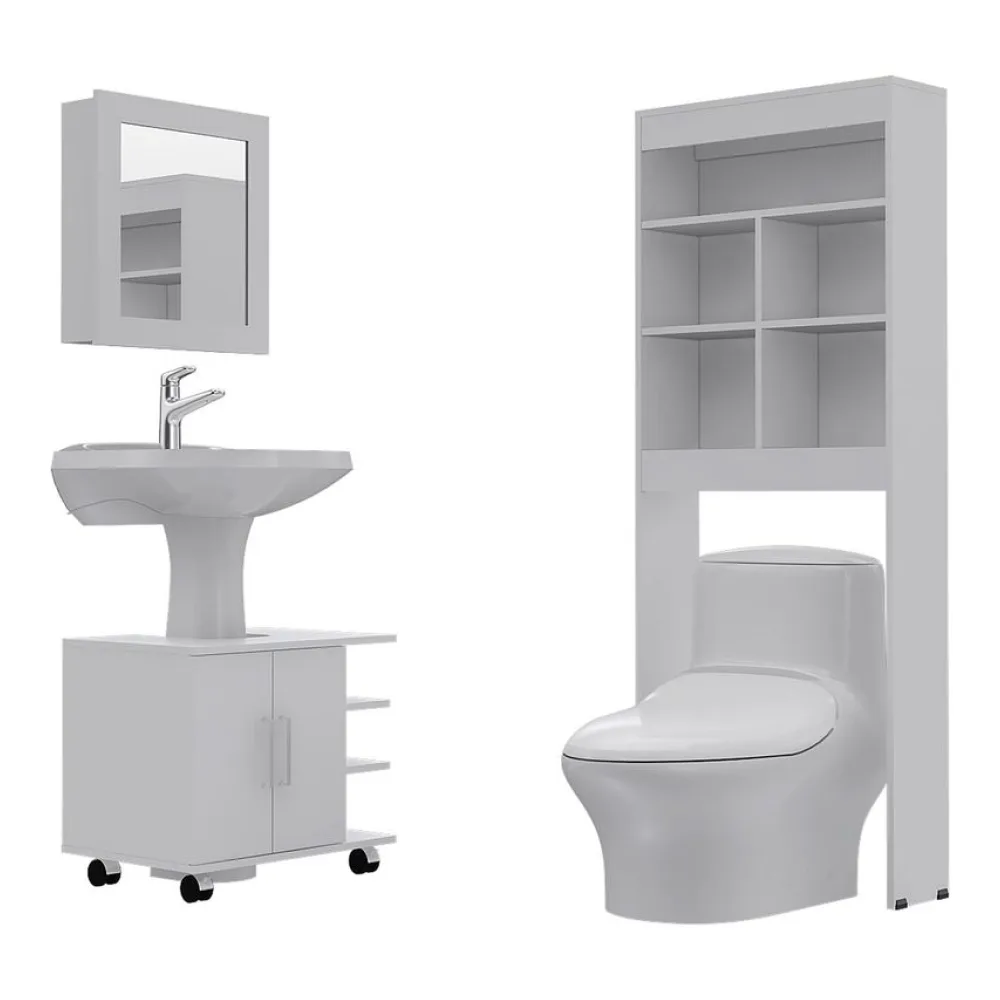 Combo Botiquín 47/MUEBLE Bajo Lavamanos 55/ESTANTE 20 Rta Design
