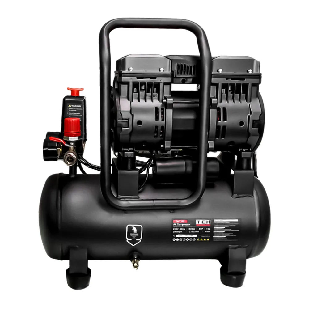 Compresor de Aire 15 Litros Libre de Aceite 2HP Tehtools