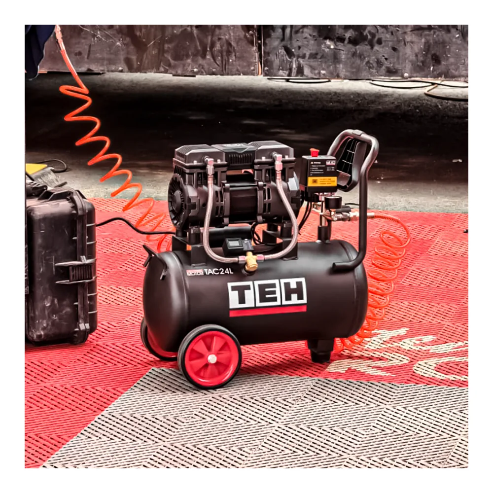 Compresor de Aire 24 Litros Libre de Aceite 2HP Tehtools