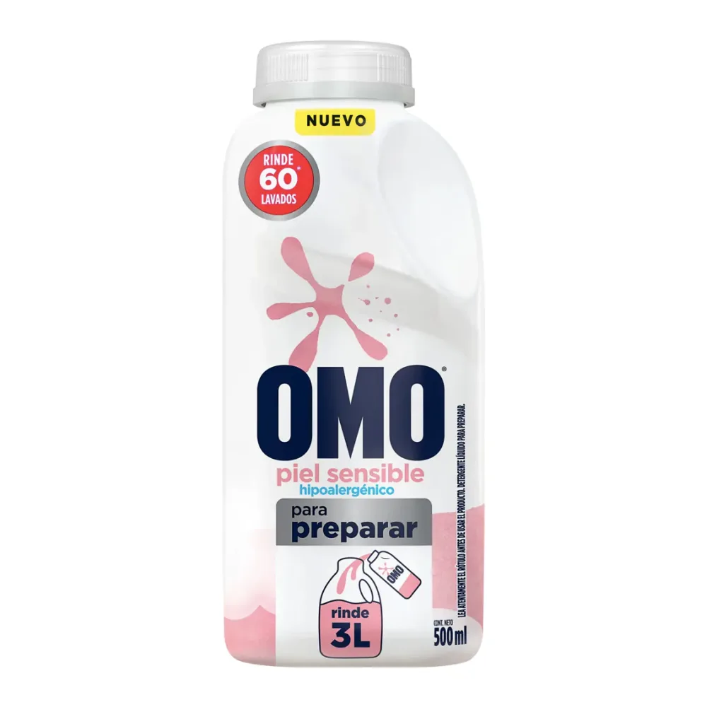 Detergente Omo Piel Sensible para Diluir 500 Ml – Rinde 3 Litros