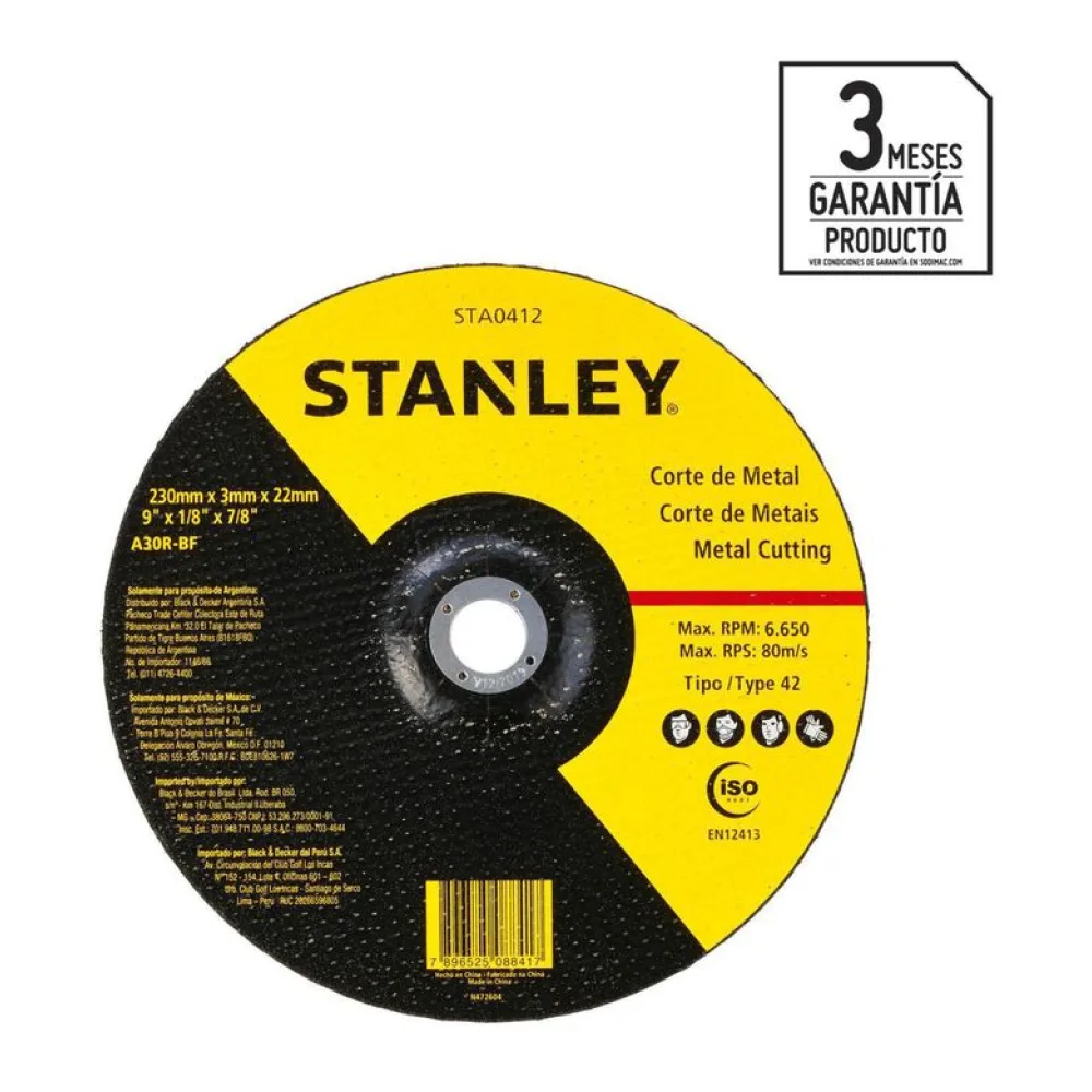 Disco de Corte 9" Grano Abrasivo Stanley
