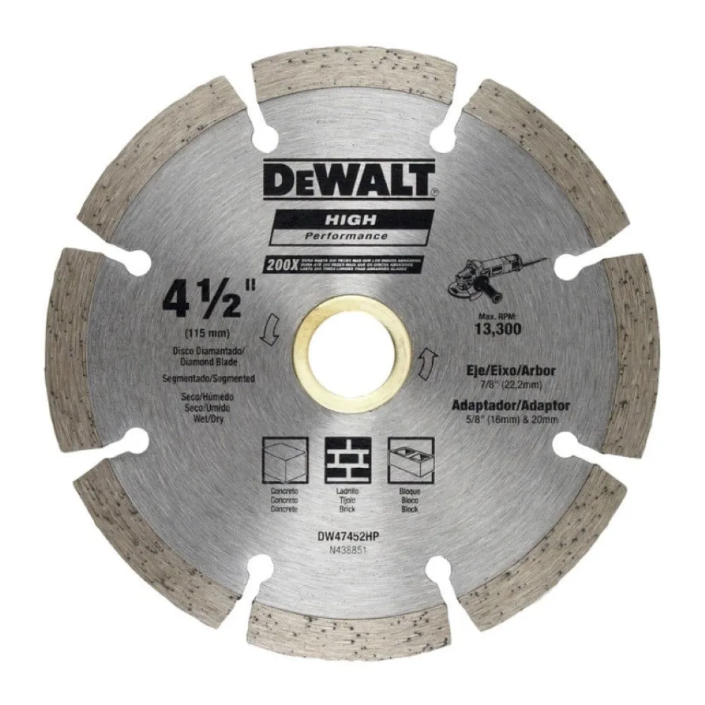 Disco Diamantado Segmentado 4 1/2" Dewalt DW47452HP