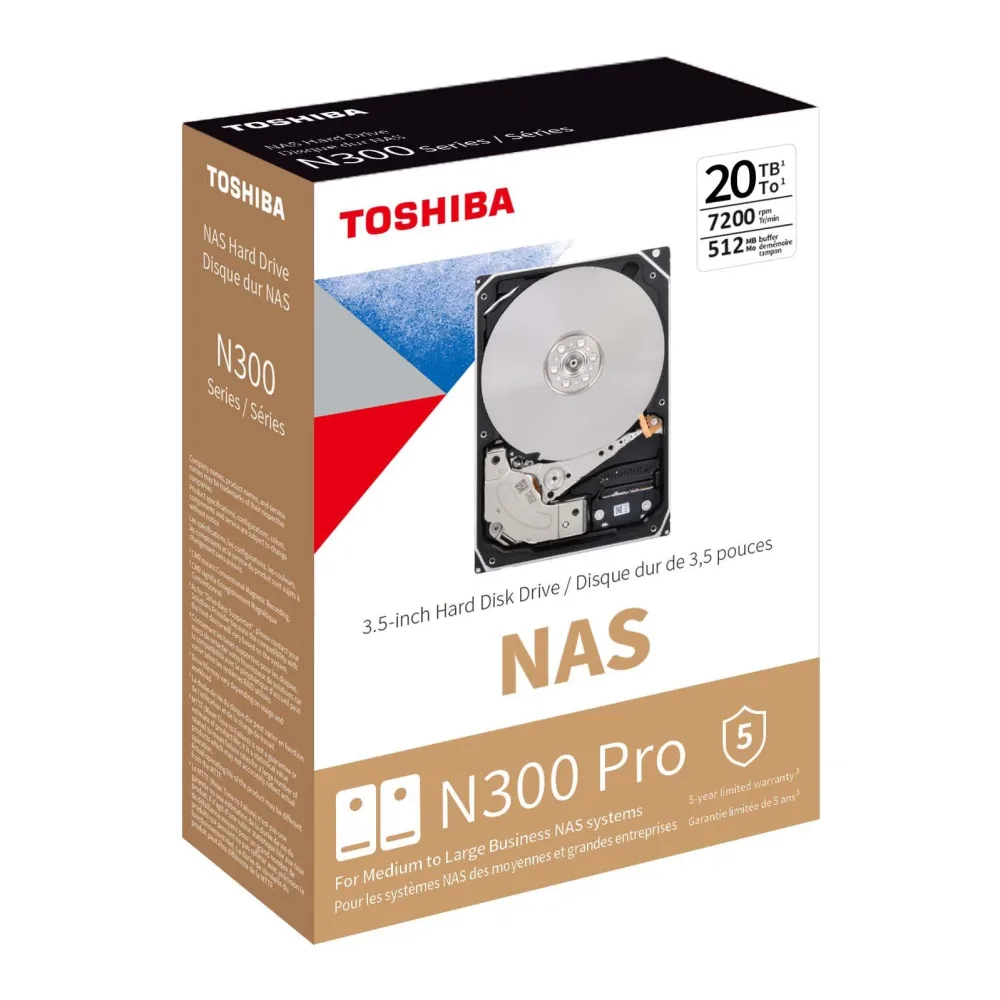 Disco Duro Toshiba N300 Pro para Nas 20TB HDWG62AXZSTB
