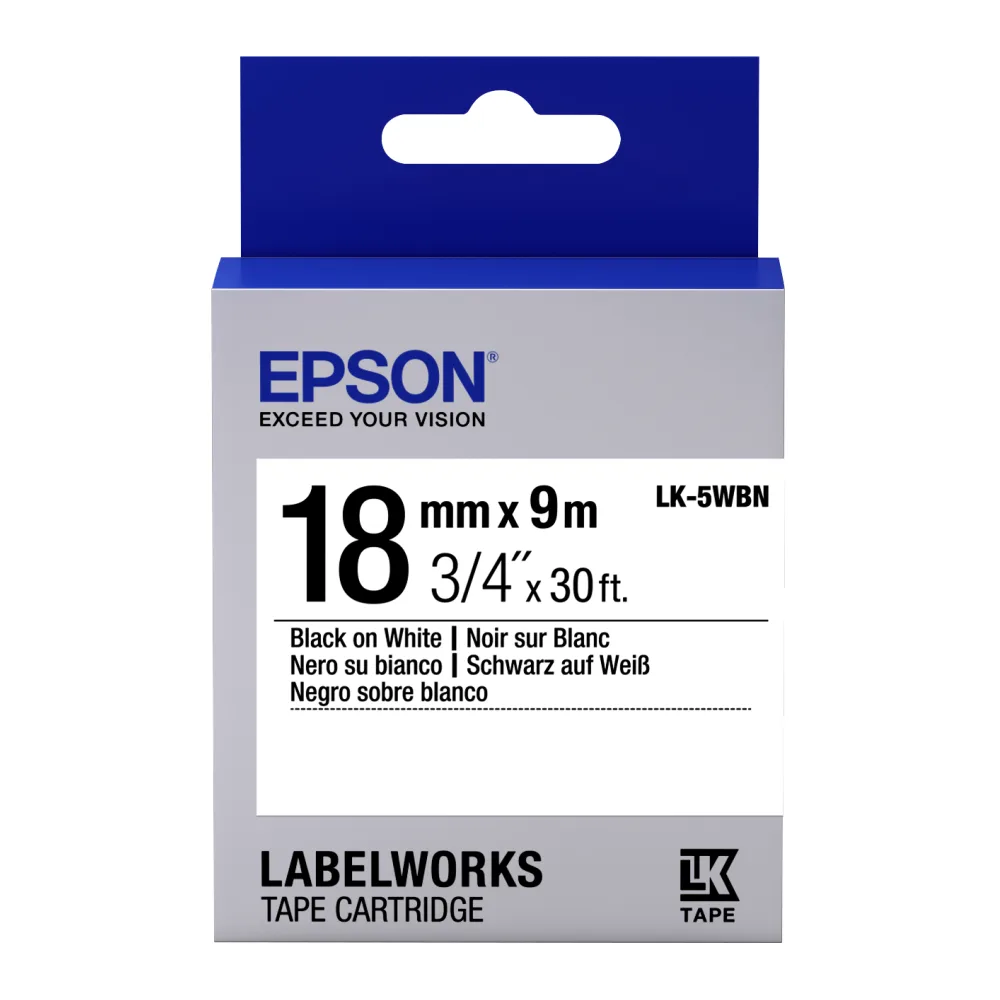Epson Cinta Negra Blanca LK-5WBN 18MM