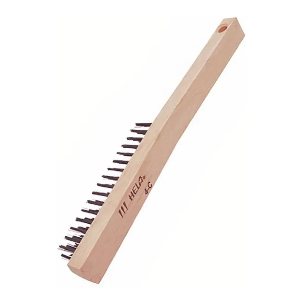 Escobilla de Alambres Acero Recto Mango Madera 4-C Hela