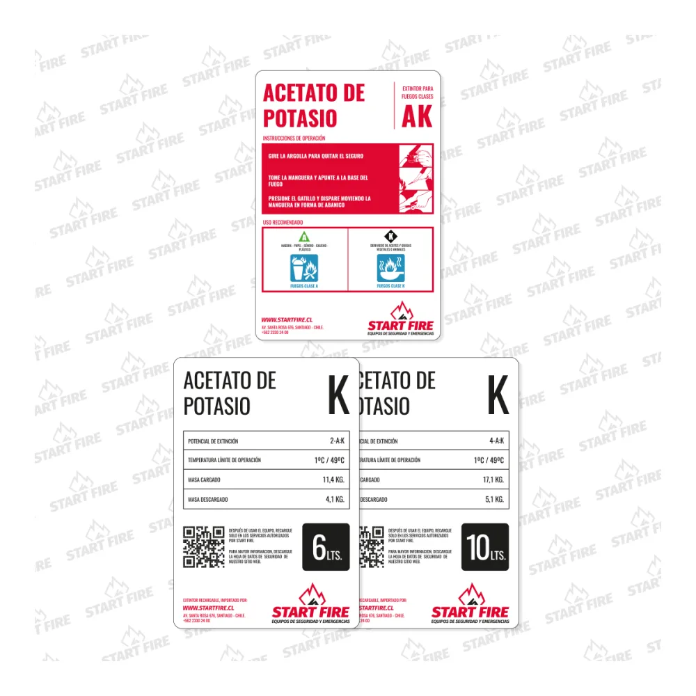 Etiqueta Acetato Potasio Start Fire