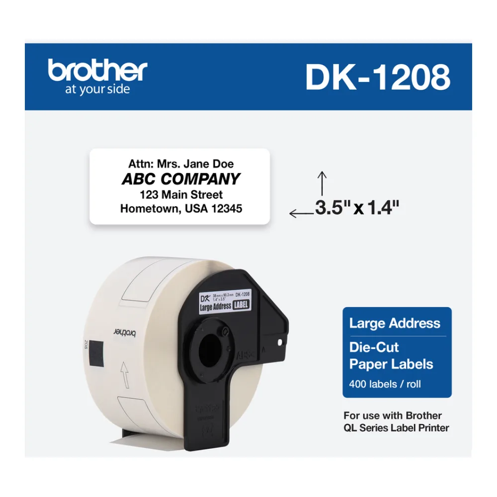 Etiquetas Brother DK1208 Blanca 38MMX90MM