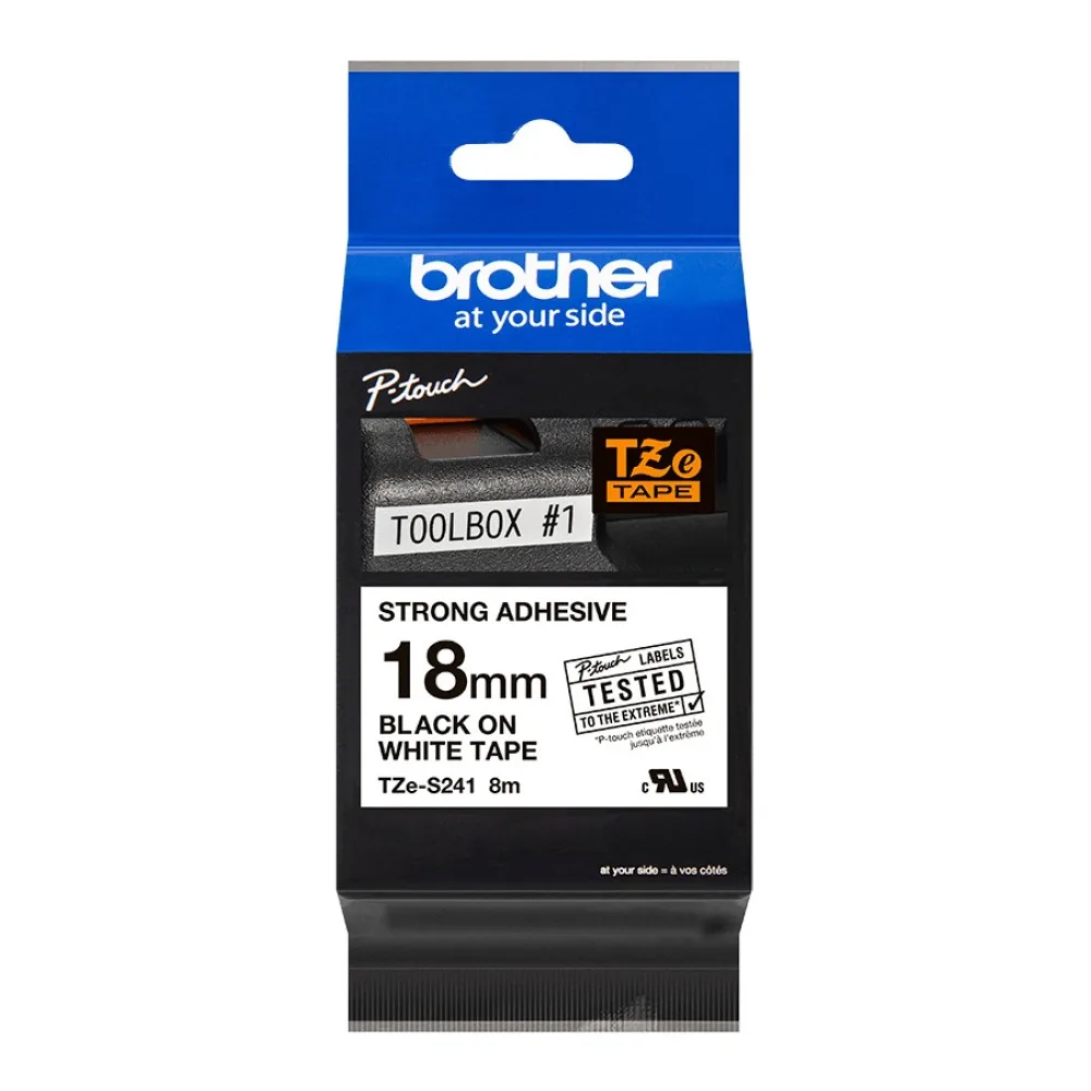 Etiquetas Brother TZE-S241 18MM Negro Sobre Blanco